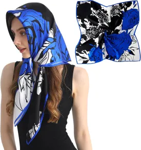 100% Mulberry Silk Head Scarf for Sleeping 35"x35" Square Silk Hair Scarf for Women Lightweight Bandana Large