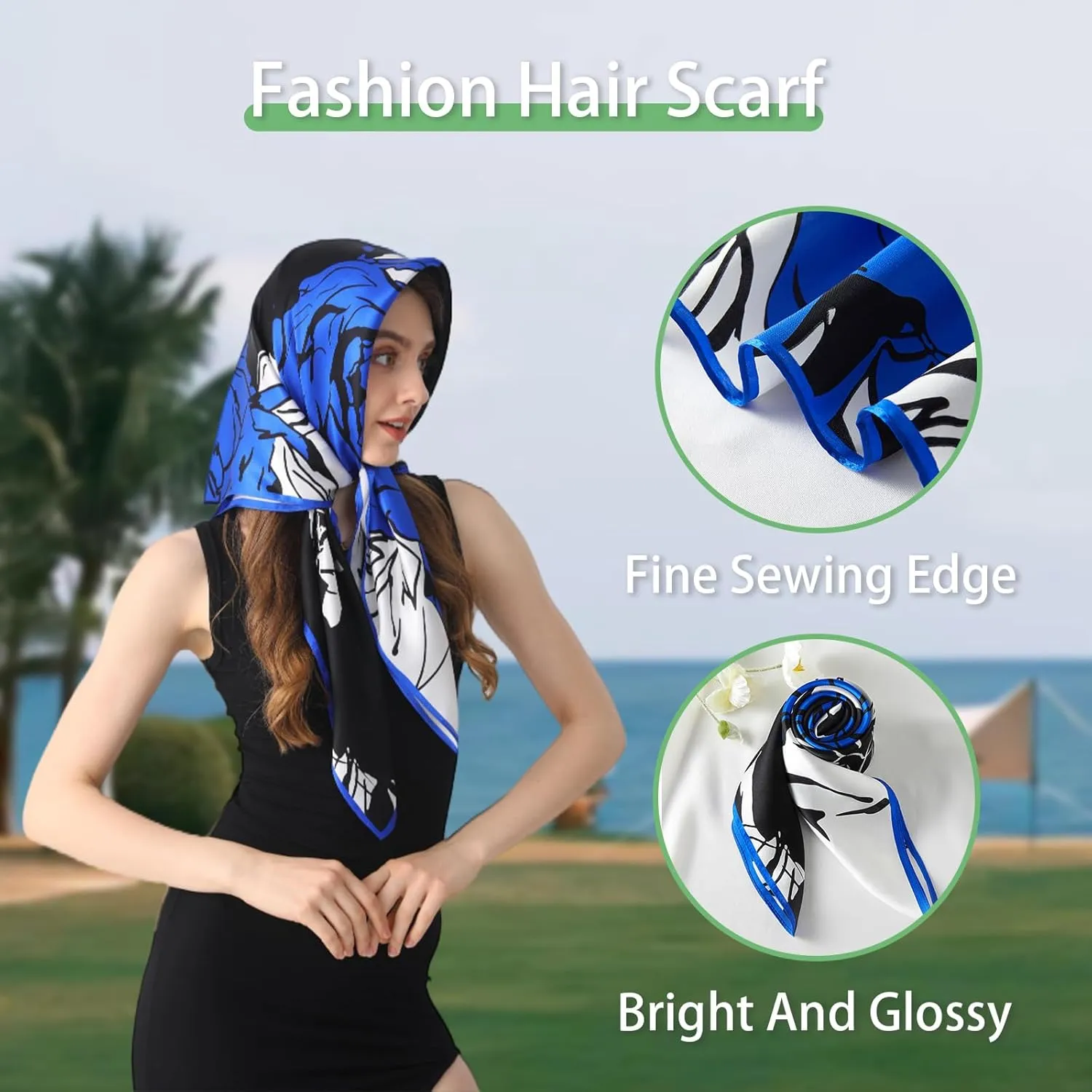 100% Mulberry Silk Head Scarf for Sleeping 35"x35" Square Silk Hair Scarf for Women Lightweight Bandana Large