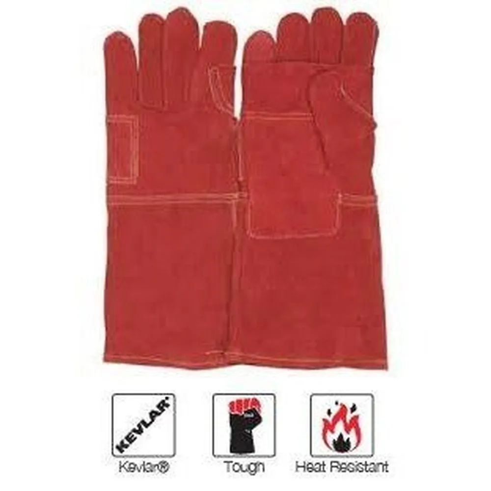 200mm 8'' Heat resistant Kevlar leather welding gloves Burn-Lv4