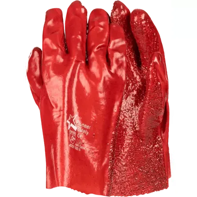 270mm 11'' Rough terry palm Red PVC gloves Abrasion-Lv4