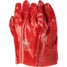 270mm 11'' Rough terry palm Red PVC gloves Abrasion-Lv4