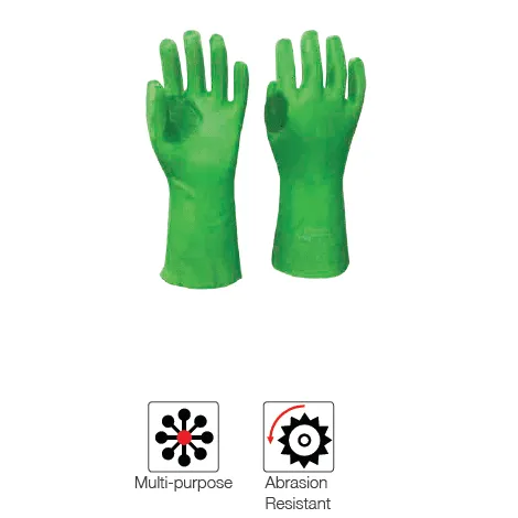 350m 14'' Hi-vis heavy-duty Titan reinforced lime PVC cotton gloves Abrasion-Lv4
