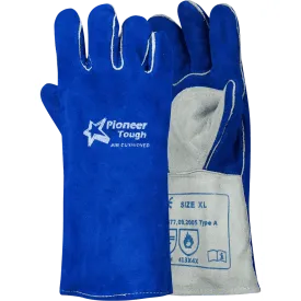 350mm 14'' Heat resistant air cushioned Kevlar leather welding gloves Burn-Lv4