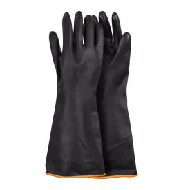 550mm 22'' Chemical resistant smooth palm black rubber latex gloves