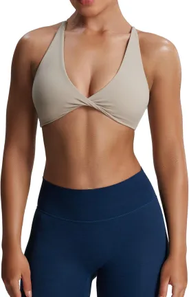 Aoxjox Women's Workout Sports Bras Fitness Backless Padded Sienna Low Impact Bra Yoga Crop Tank Top