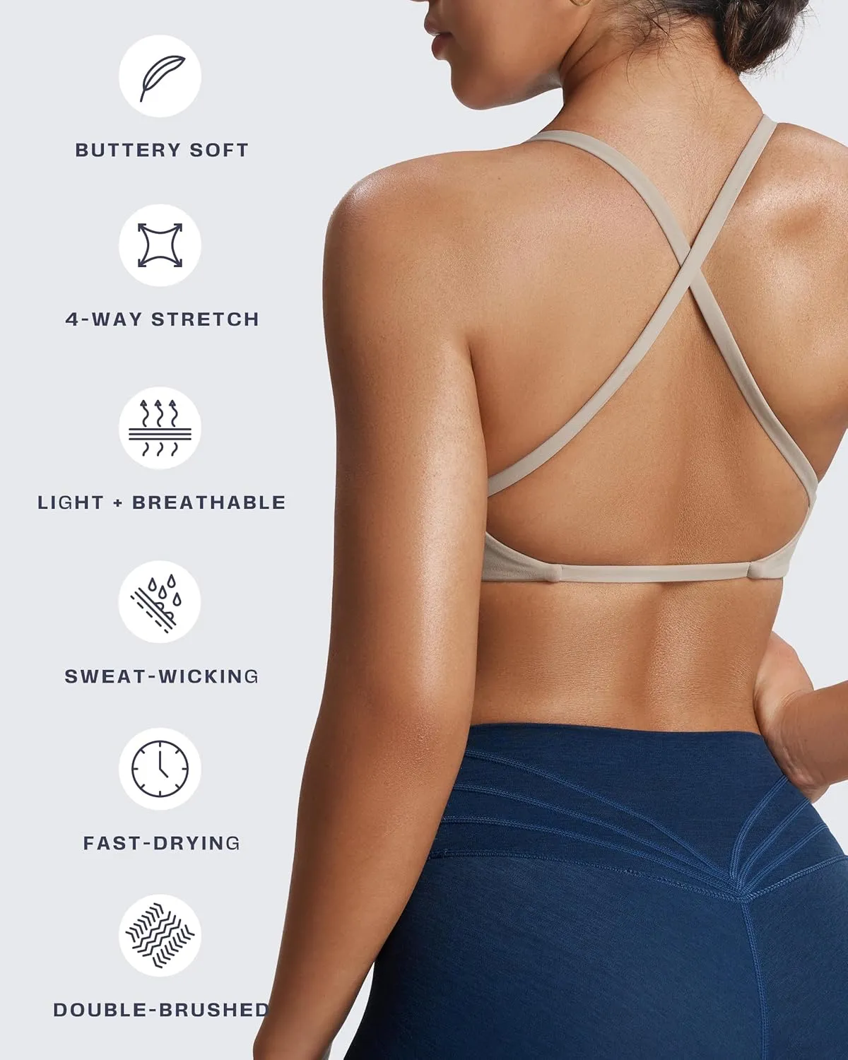 Aoxjox Women's Workout Sports Bras Fitness Backless Padded Sienna Low Impact Bra Yoga Crop Tank Top