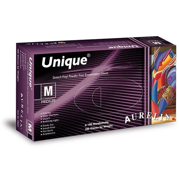 Aurelia Unique 100 Stretch-Free White Vinyl Examination Gloves - Powder-Free - Extra Large (100)