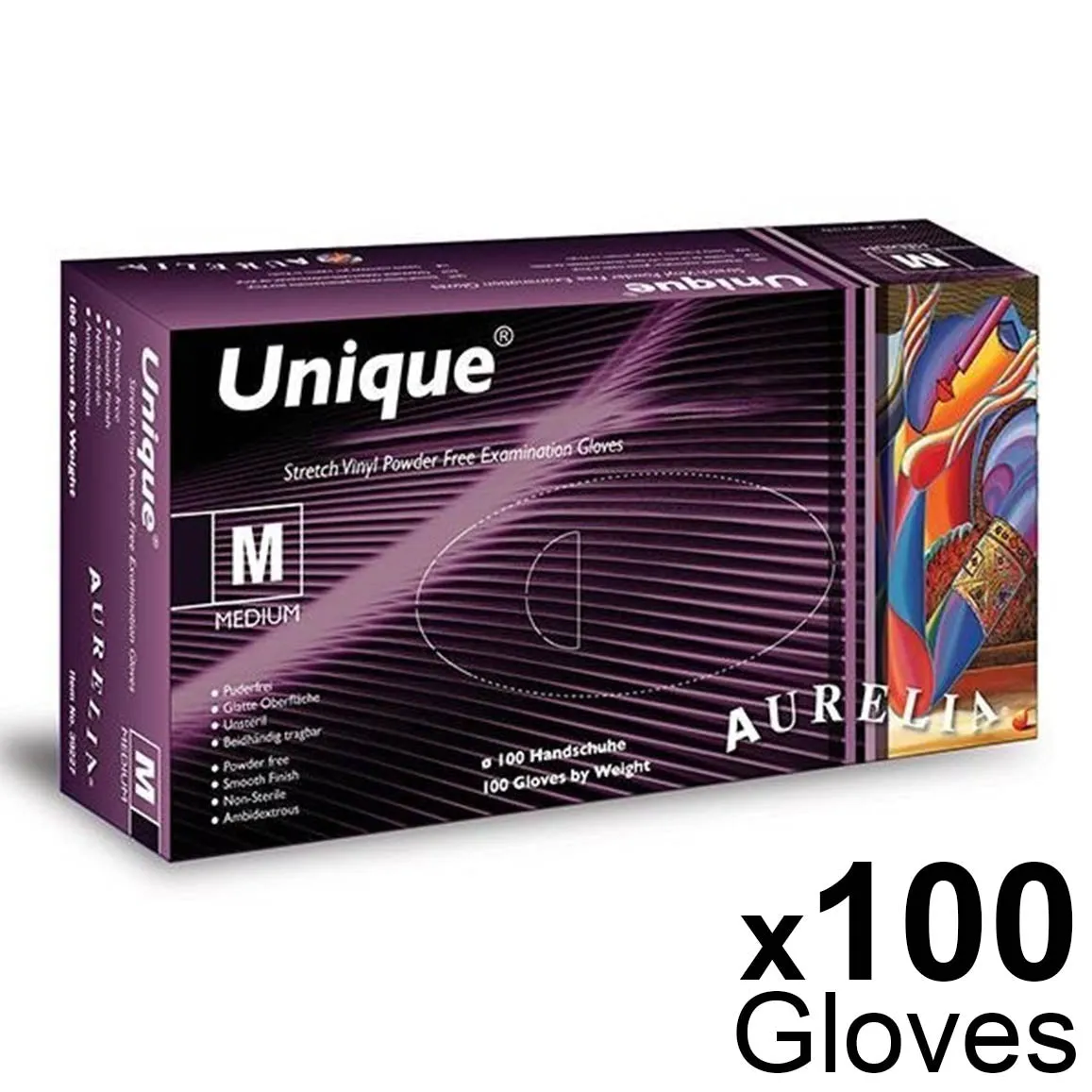 Aurelia Unique 100 Stretch-Free White Vinyl Examination Gloves - Powder-Free - Extra Large (100)