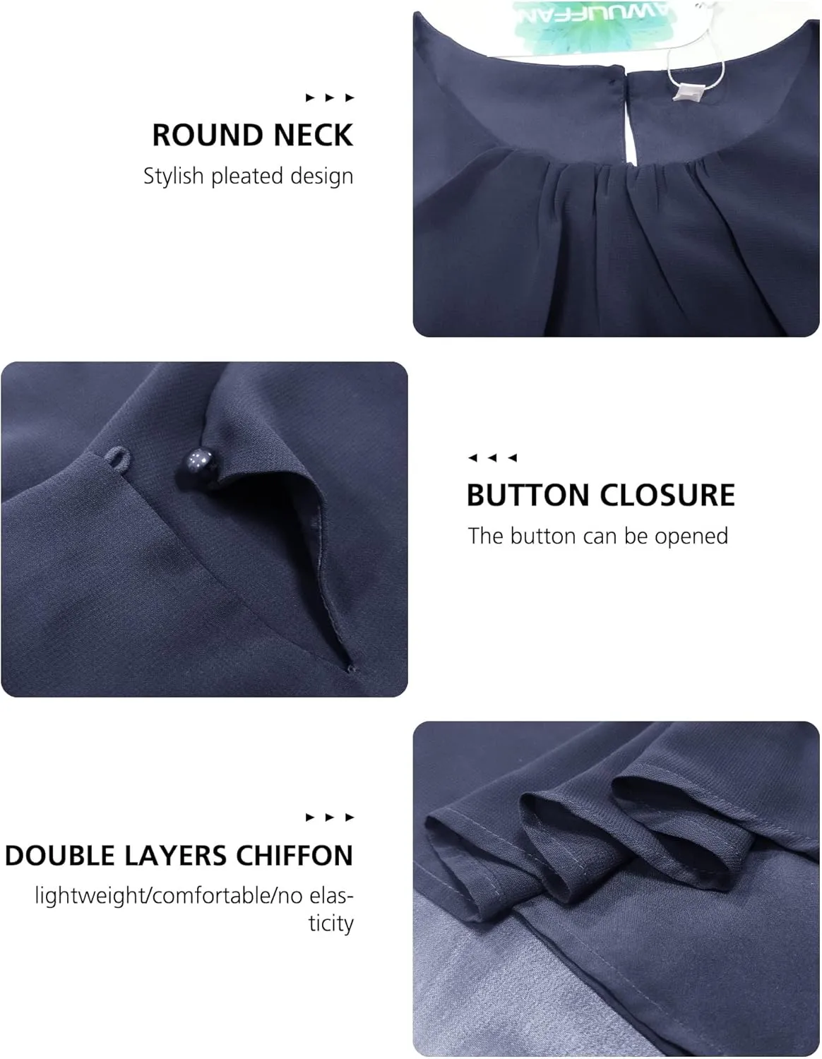 AWULIFFAN Tank Tops for Women Sleeveless Round Neck Tops Casual Pleated Double Layers Chiffon Blouse Shirts