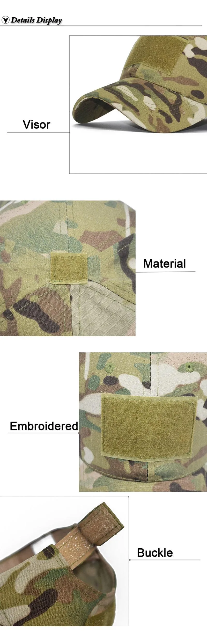 BASEBALL CAP W/ VELCRO PANELS - MULTICAM