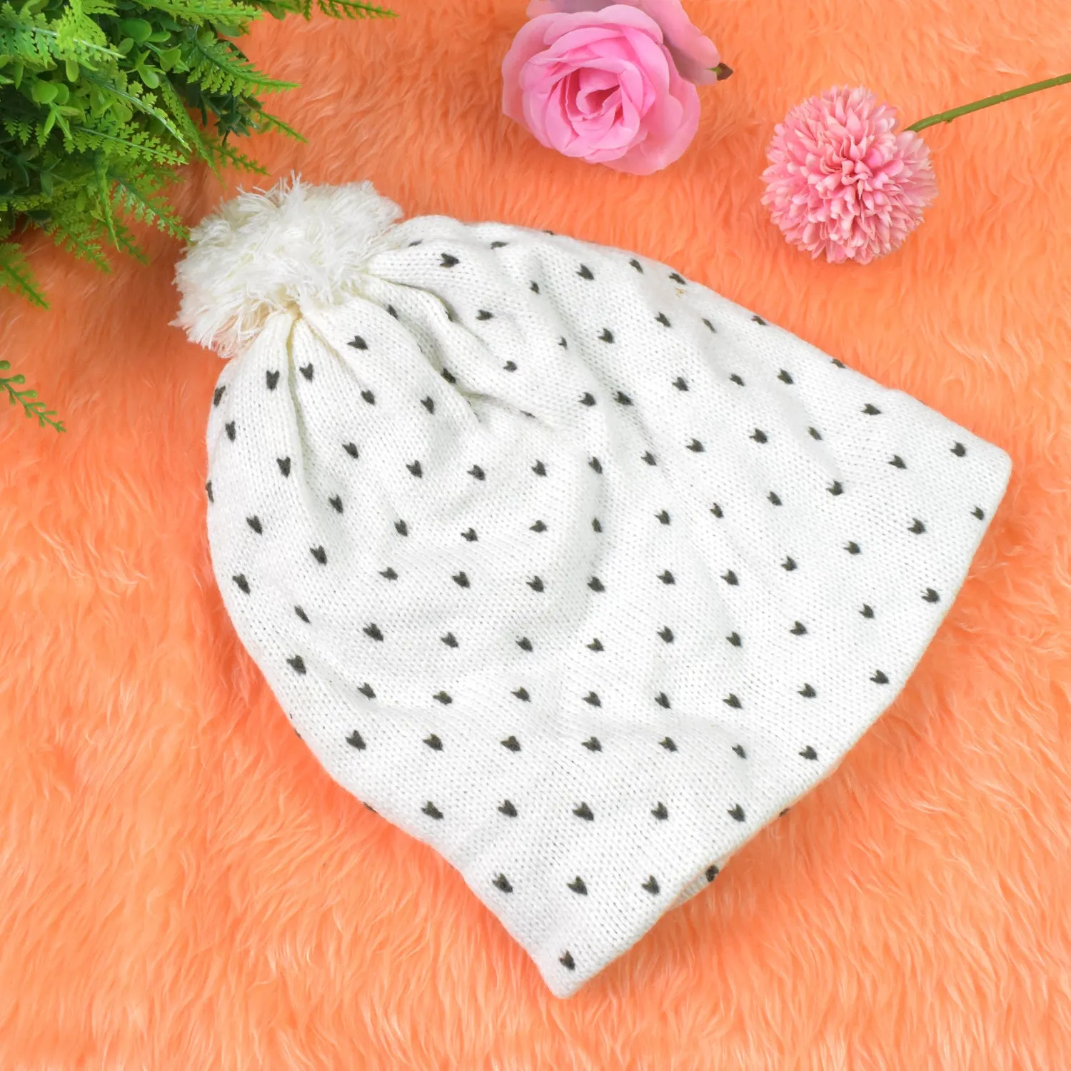 Big Soft Winter Beanie Cap with Wool & Fur Inside (1 Pc)