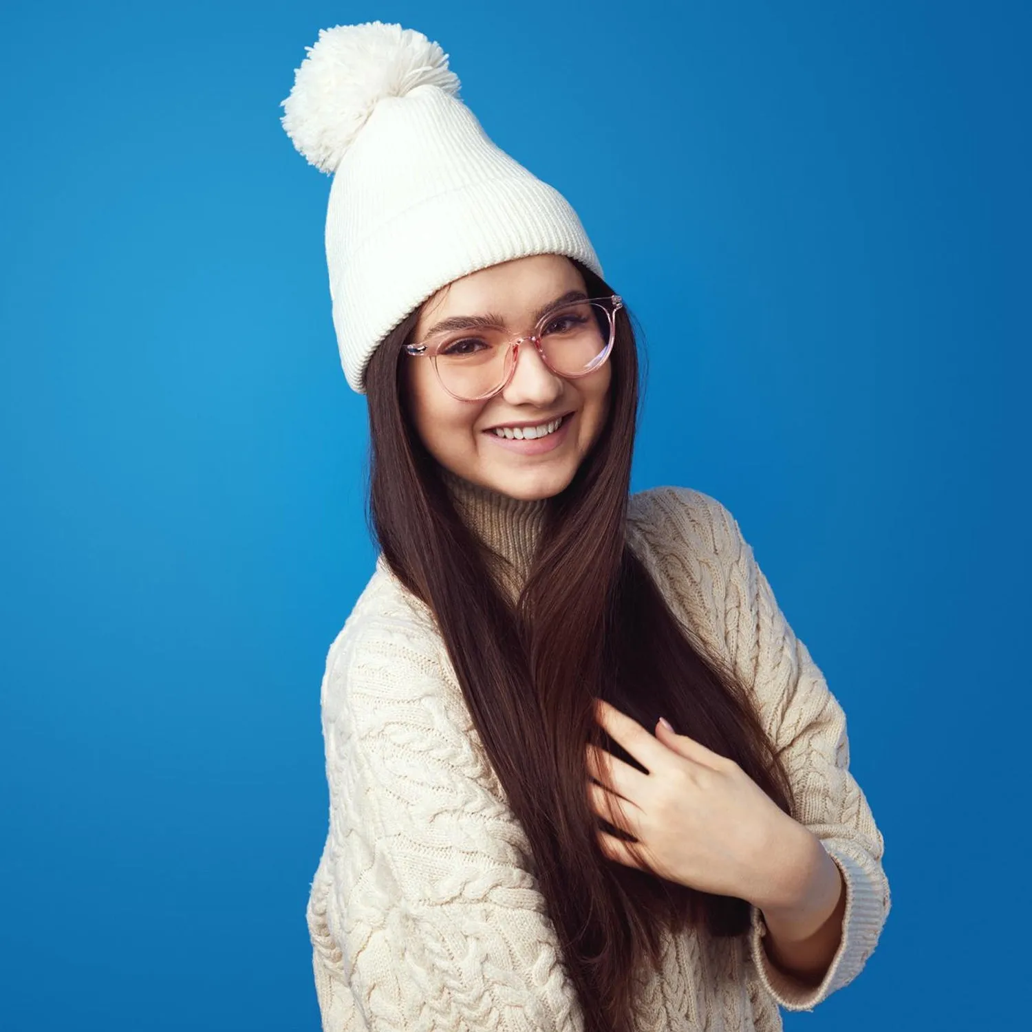 Big Soft Winter Beanie Cap with Wool & Fur Inside (1 Pc)