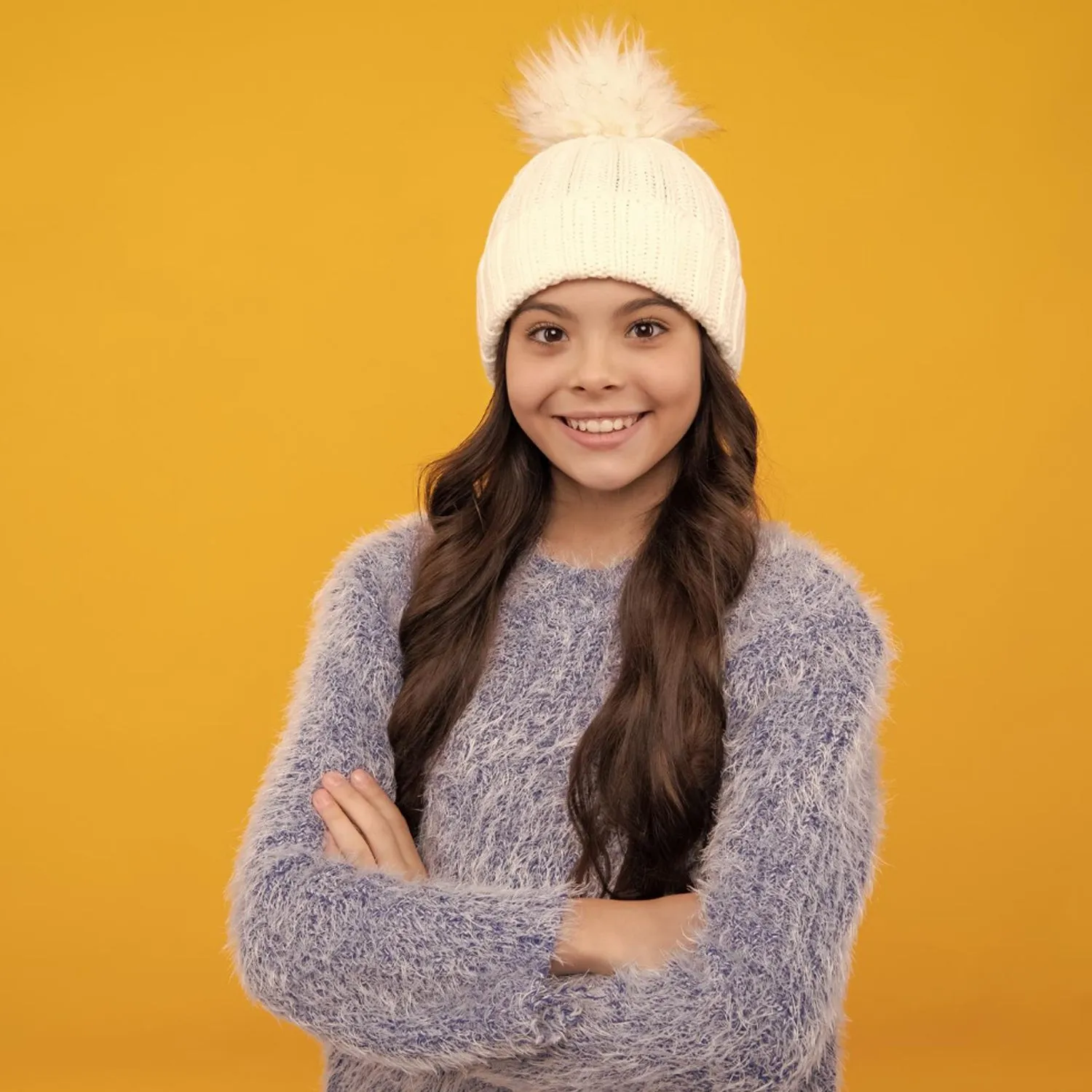 Big Soft Winter Beanie Cap with Wool & Fur Inside (1 Pc)