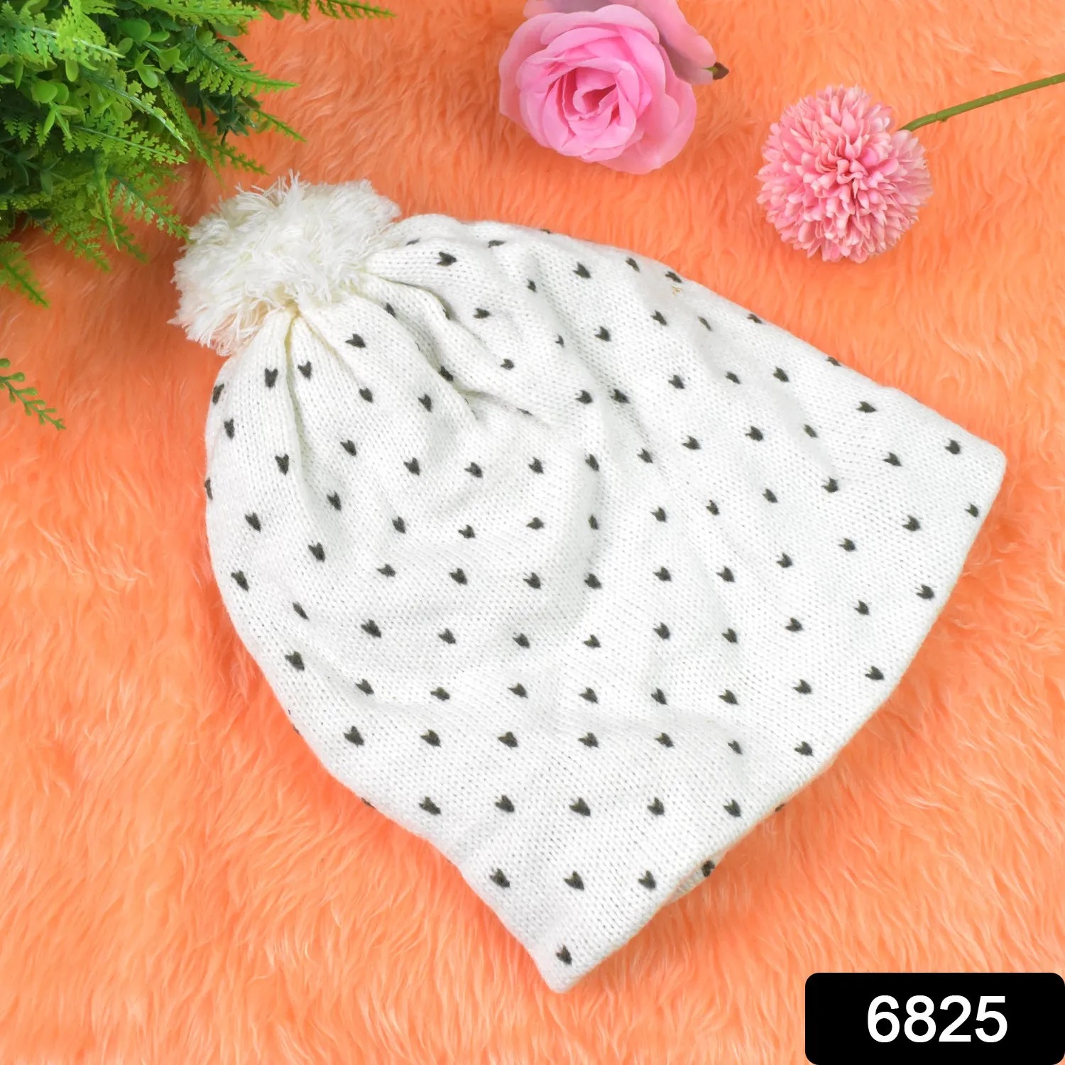 Big Soft Winter Beanie Cap with Wool & Fur Inside (1 Pc)