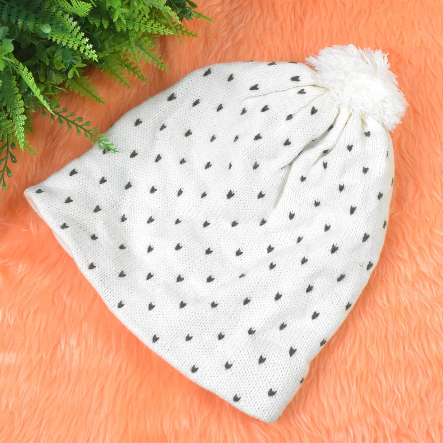 Big Soft Winter Beanie Cap with Wool & Fur Inside (1 Pc)