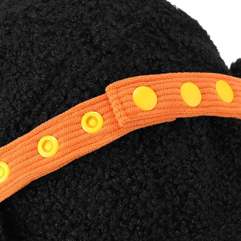 Black Embroidery Fleece Peaked Cap