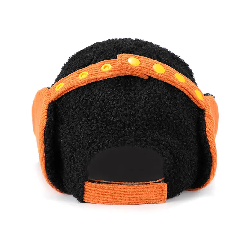 Black Embroidery Fleece Peaked Cap
