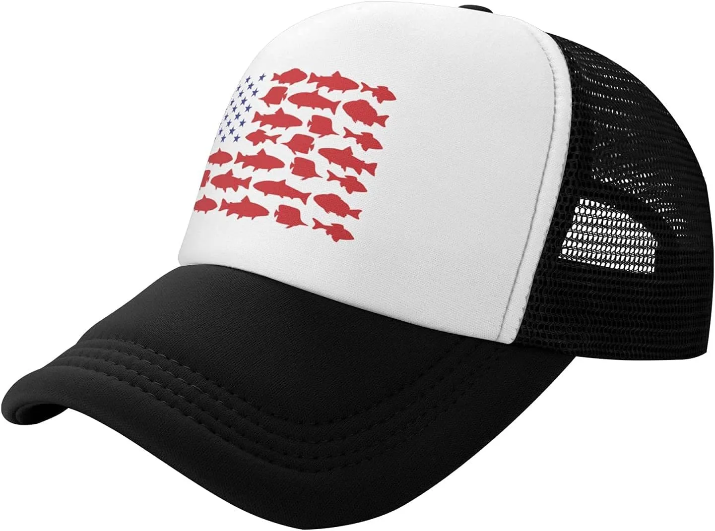 Boys and Girls 3-13 Year Old Fish Flag Trucker Mesh Hat, Adjustable Youth Toddler Baseball Cap