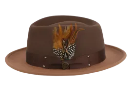 Brown Men's Fedora Felt Wool Hat Style No-THE BROADWAY