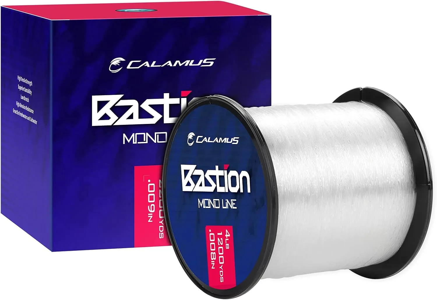 Calamus Bastion Monofilament Fishing Line - Strong Abrasion Resistant Mono Line - Superior Nylon Material Mono Fishing Line for Freshwater and Saltwater, Fishing Gifts for Men