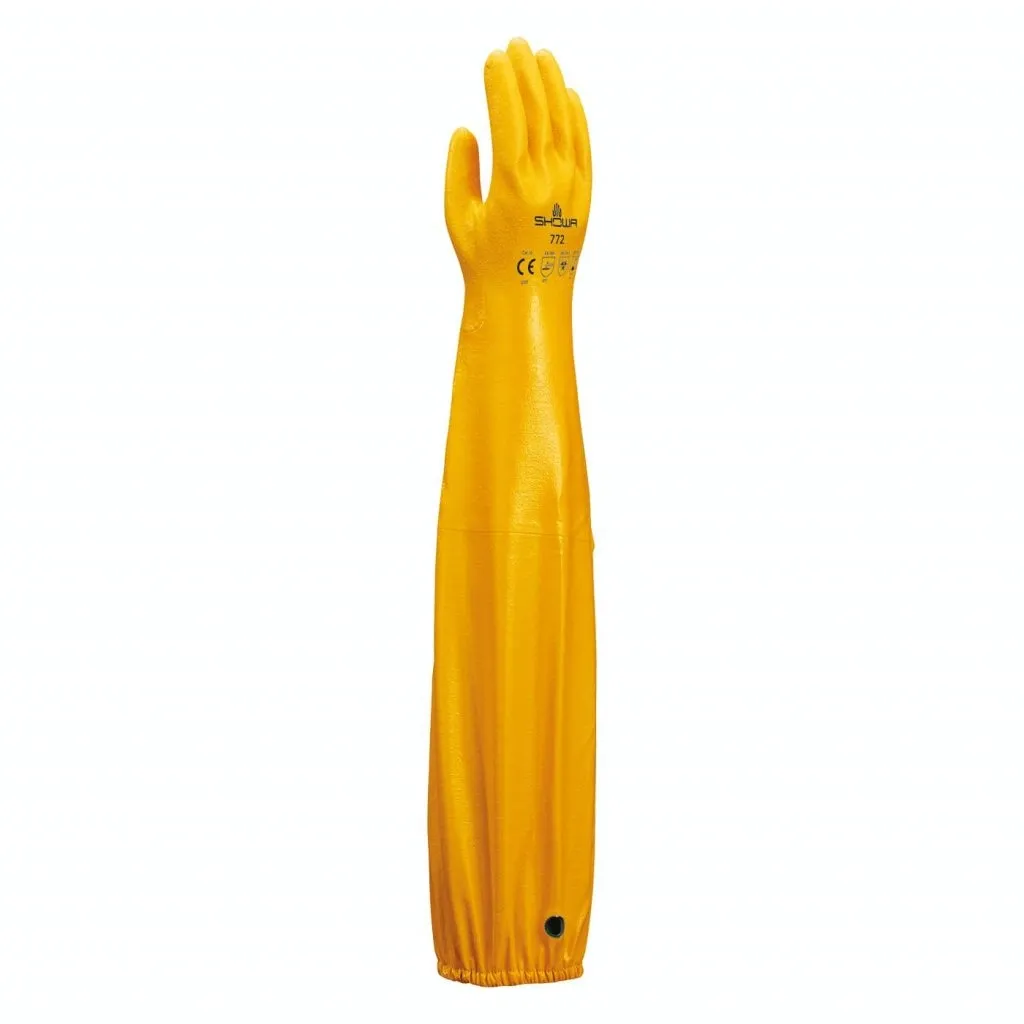 Chemical Resistant Gloves - SHOWA 26" Nitrile on Interlock Liner Glove with Elasticized Edge 772
