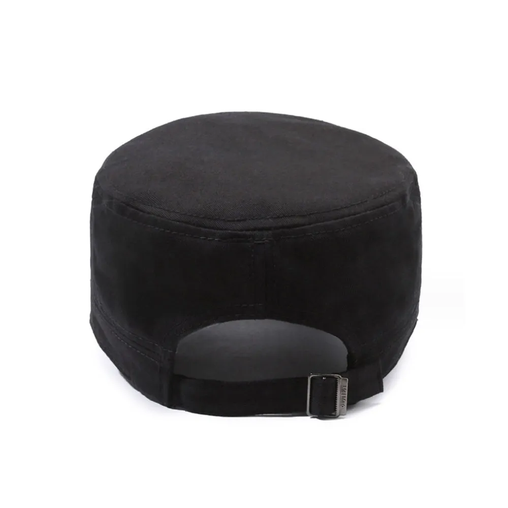 Cotton Cadet Cap Military Army Hat Army Style Flat Top Cap Adjustable Cotton Sports Hat YZ40198