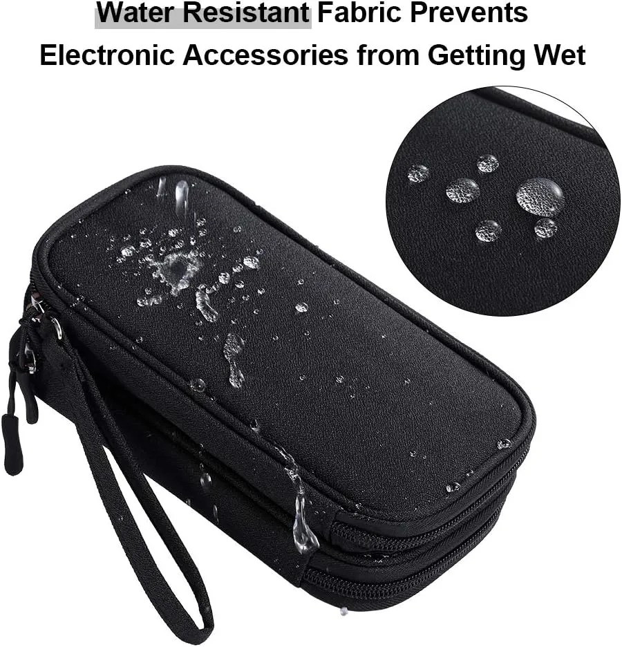 DDgro Electronics Travel Organizer, Tech Accessories Pouch Bag for Cables/Charger & Cords/Power Bank/Magic Mouse/Earphone (Small, Black)