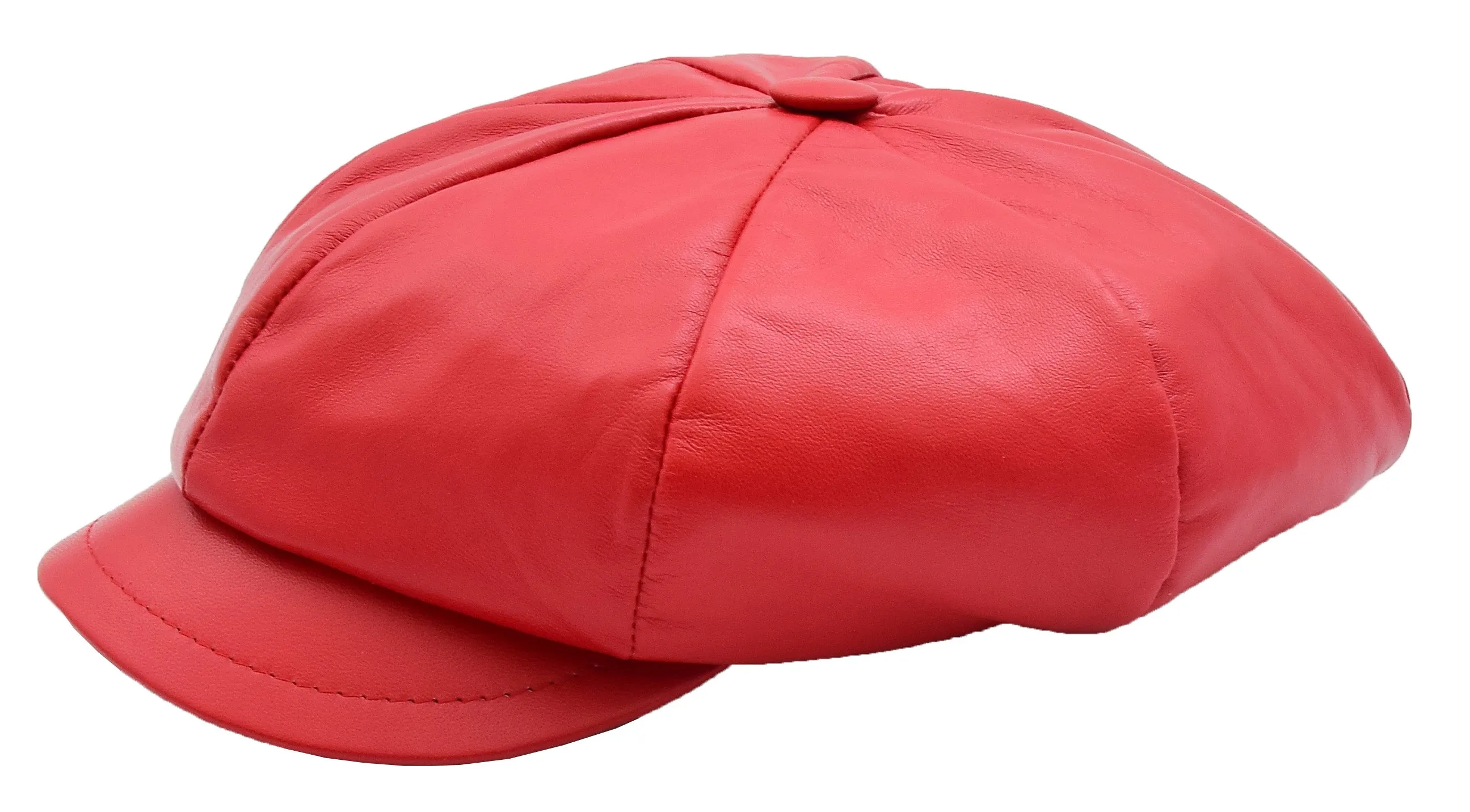 DR399 Women's Real Leather Peaked Cap Ballon Red