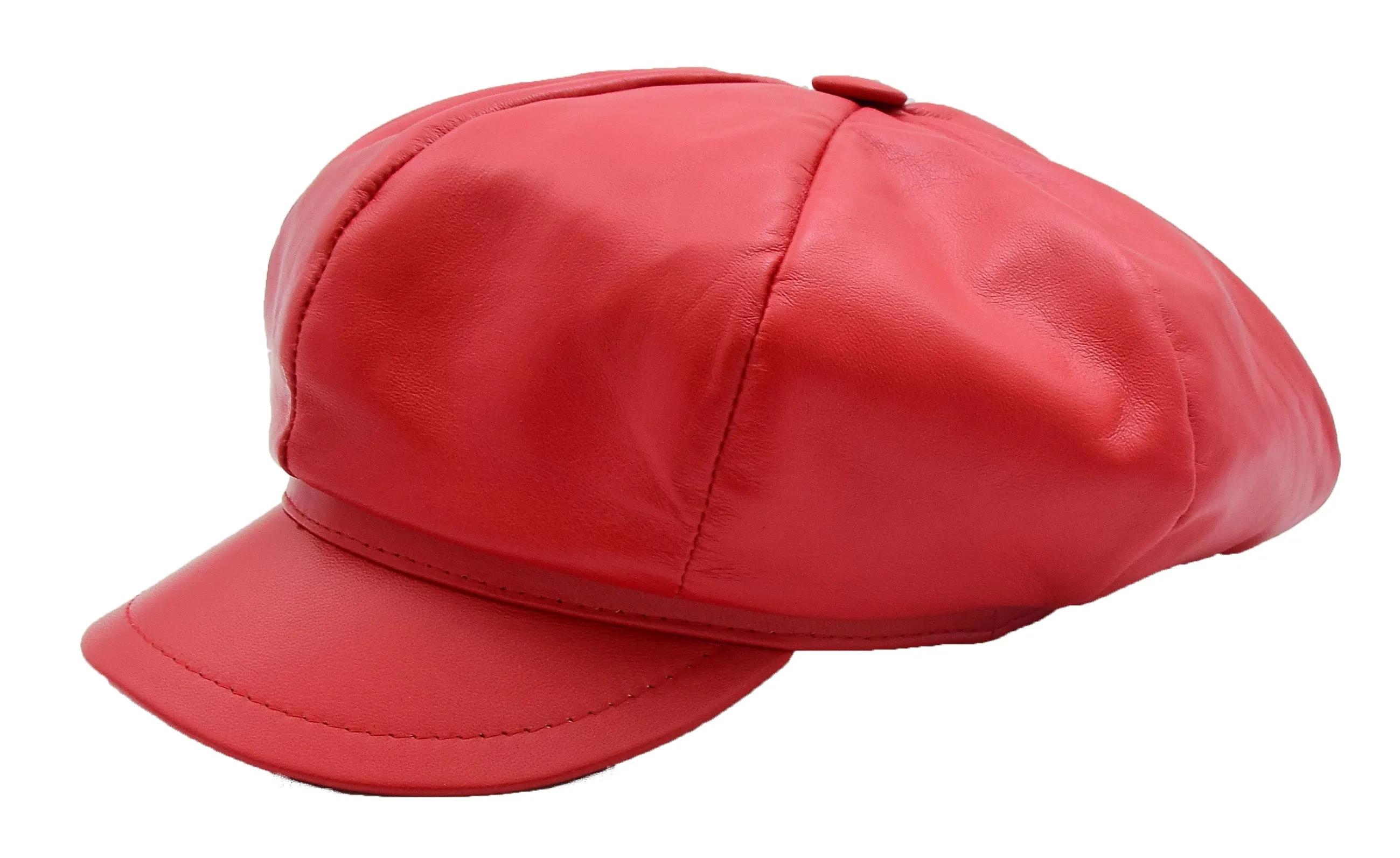 DR399 Women's Real Leather Peaked Cap Ballon Red