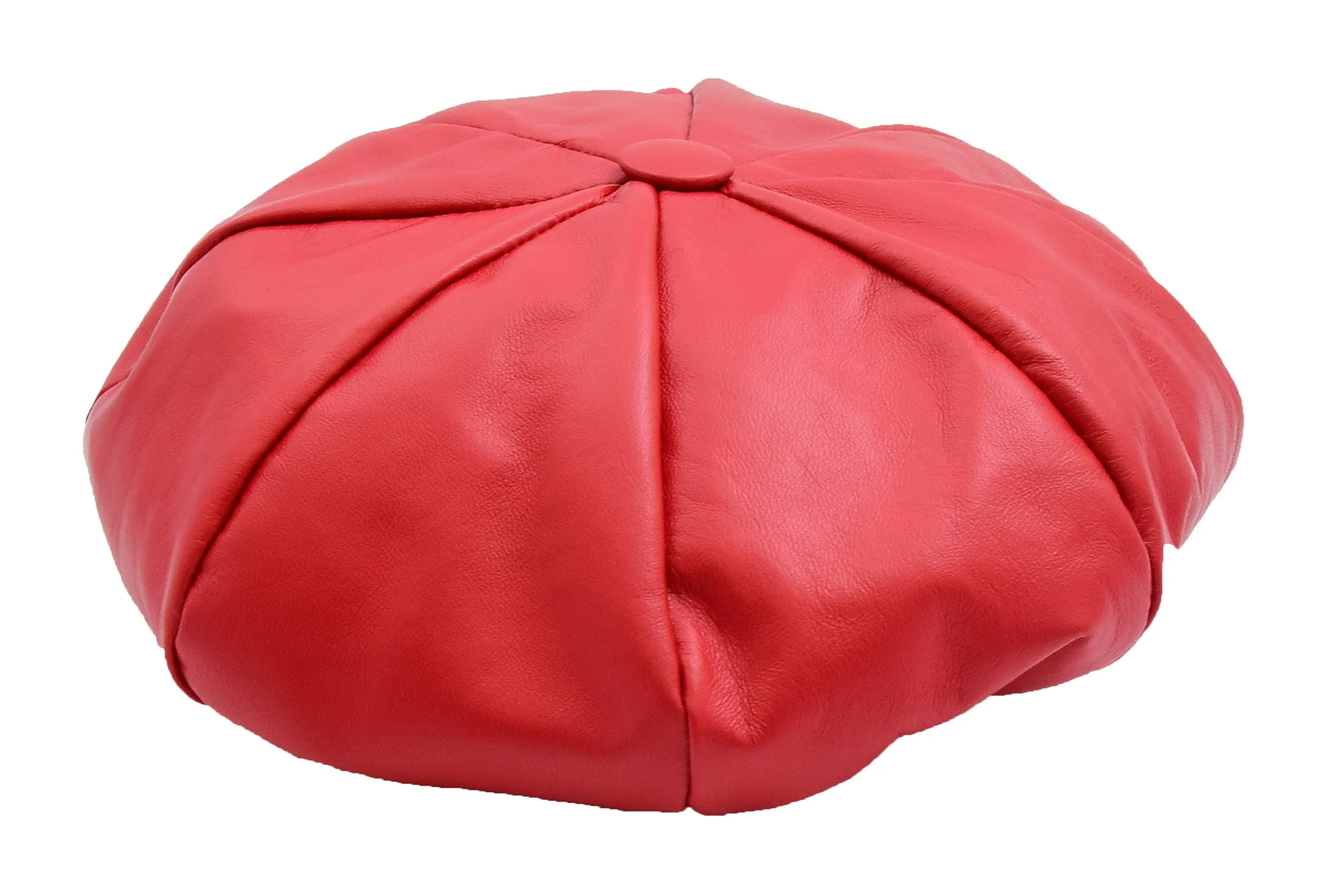 DR399 Women's Real Leather Peaked Cap Ballon Red