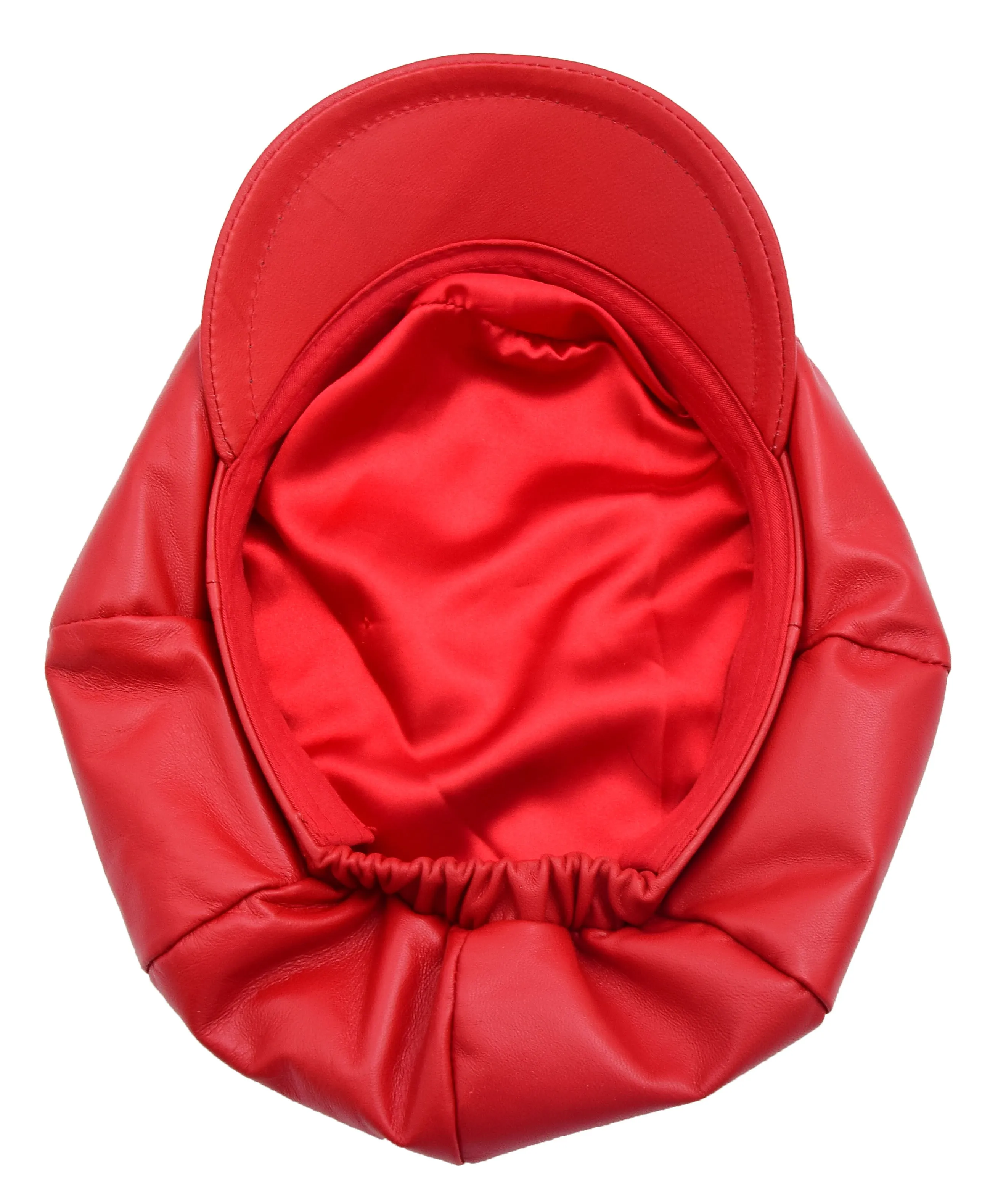 DR399 Women's Real Leather Peaked Cap Ballon Red