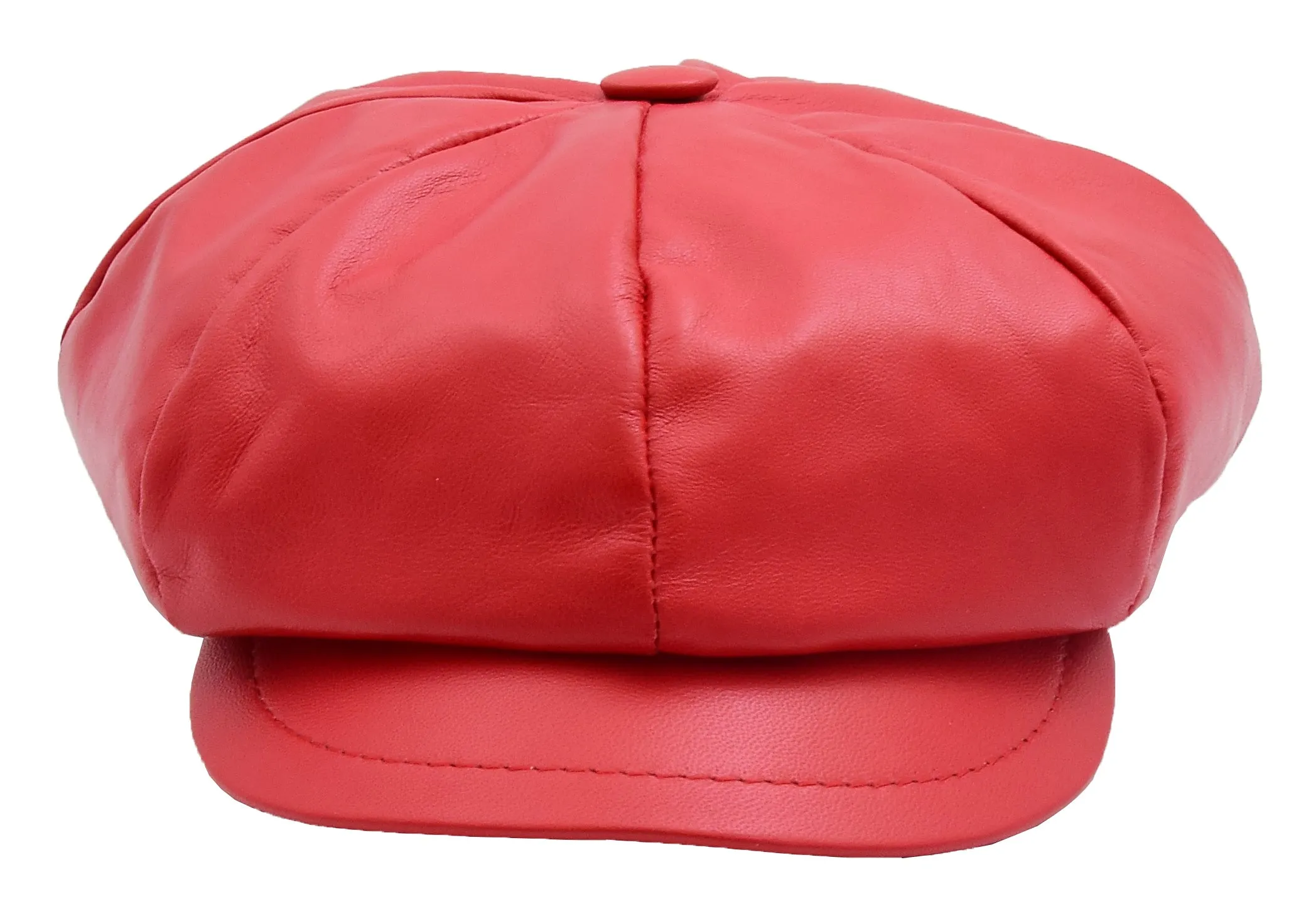 DR399 Women's Real Leather Peaked Cap Ballon Red