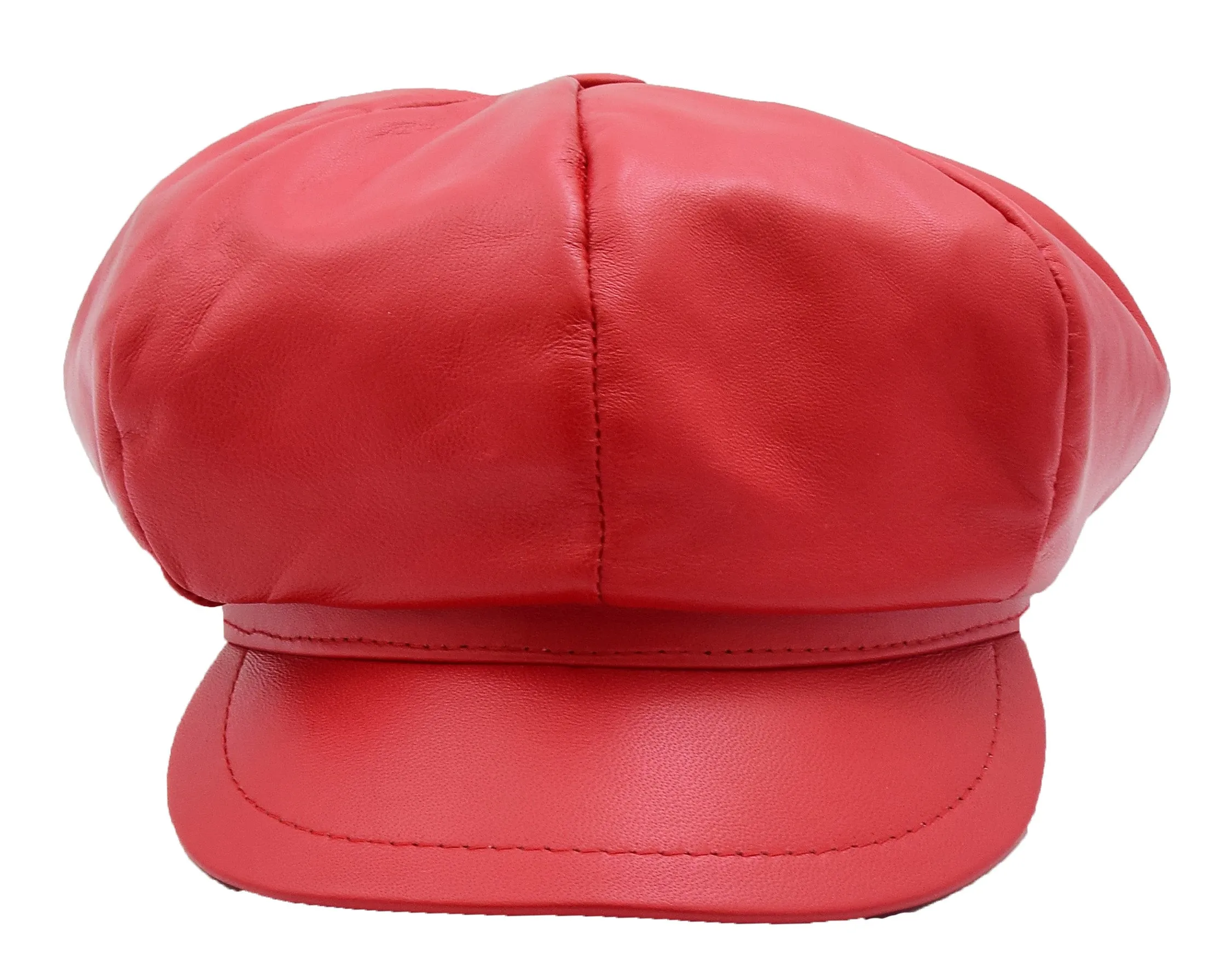DR399 Women's Real Leather Peaked Cap Ballon Red