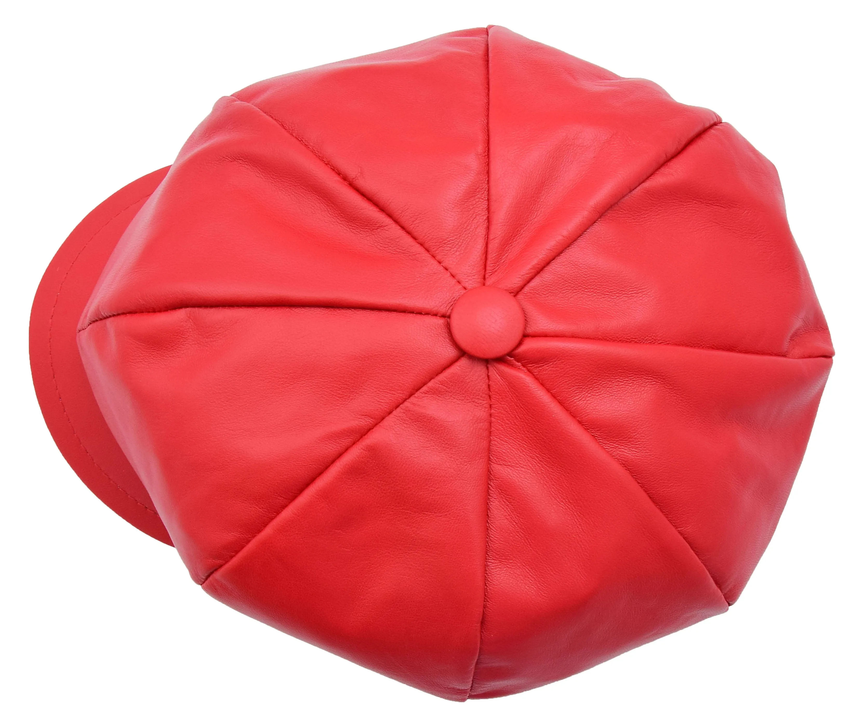 DR399 Women's Real Leather Peaked Cap Ballon Red