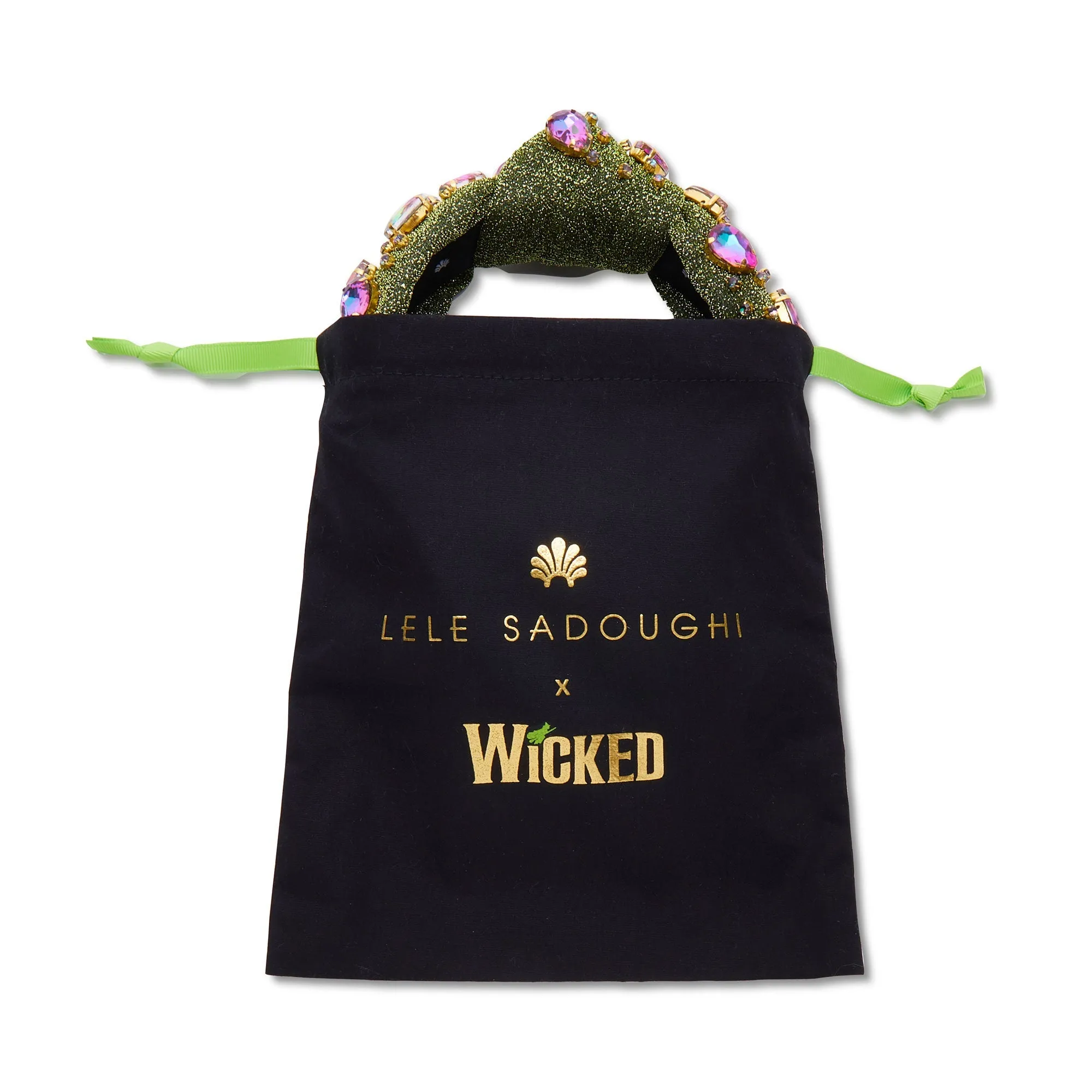 EARTH LELE SADOUGHI X WICKED ELPHABA KNOTTED CRYSTAL SHIMMER HEADBAND