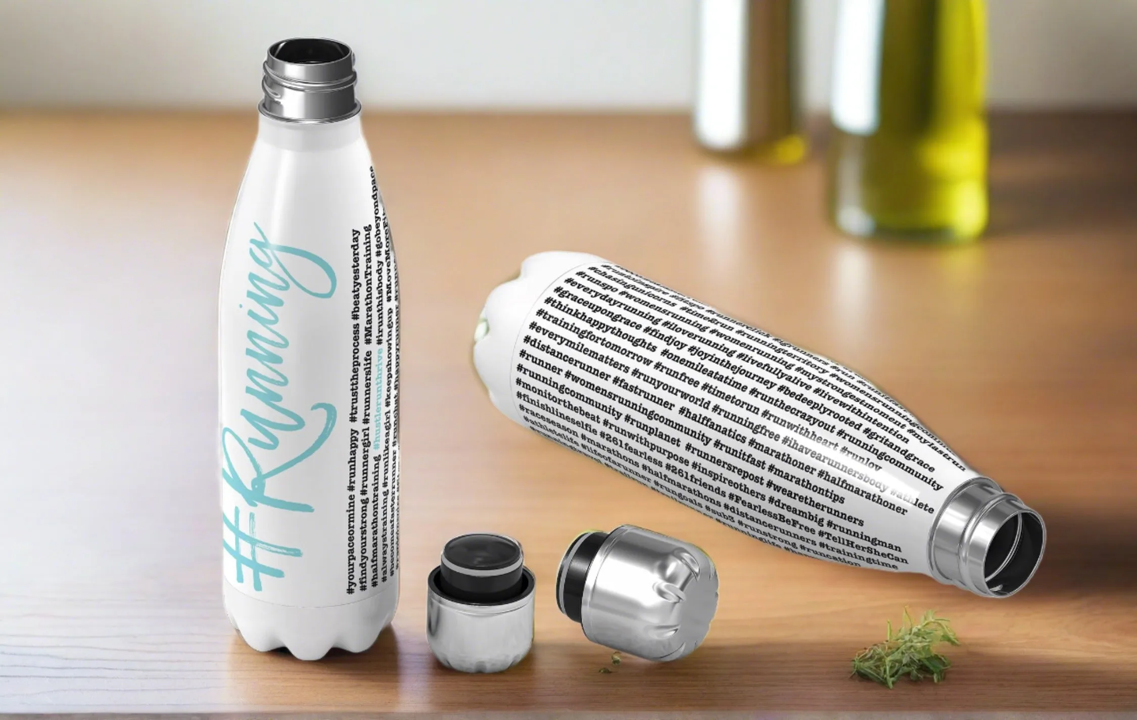 Hashtag Running Water Tumbler - Stainless Steel Water Bottle - Race Swag