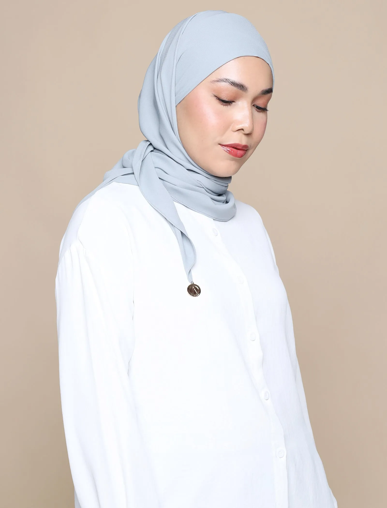 Korean Chiffon Tri Lux Square - Dusty Blue