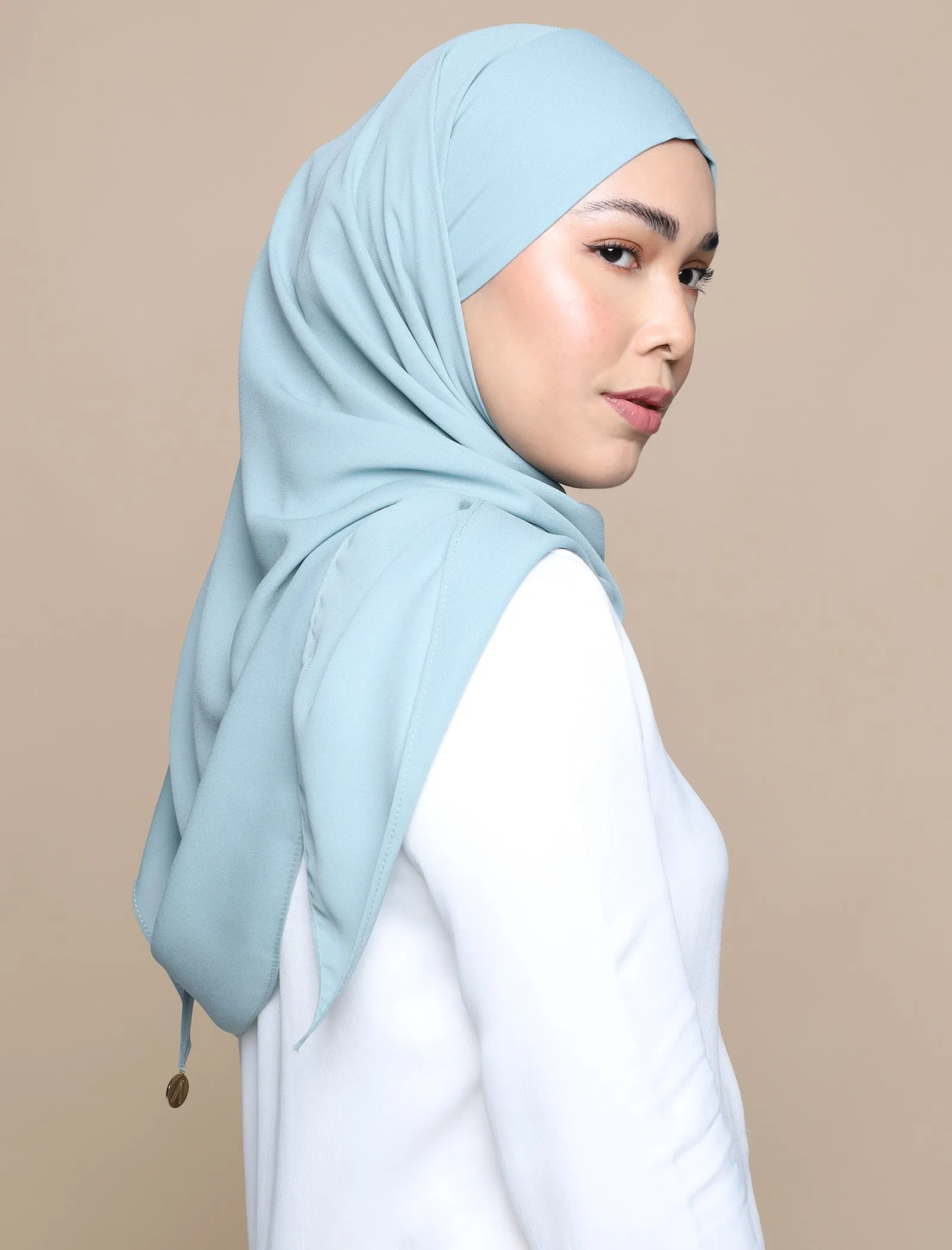 Korean Chiffon Tri Lux Square - Eggshell Blue