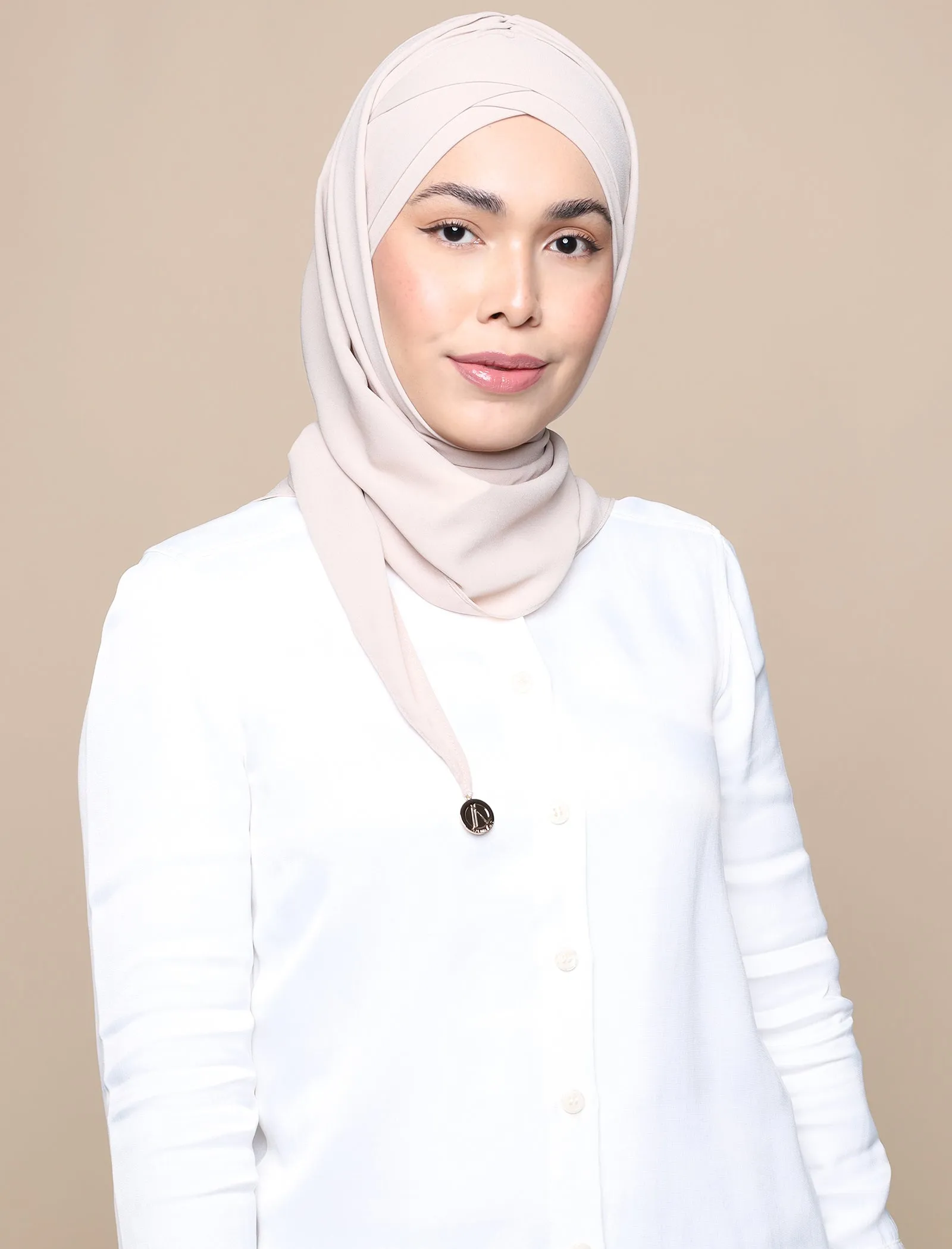 Korean Chiffon Tri Lux Turban - Almond