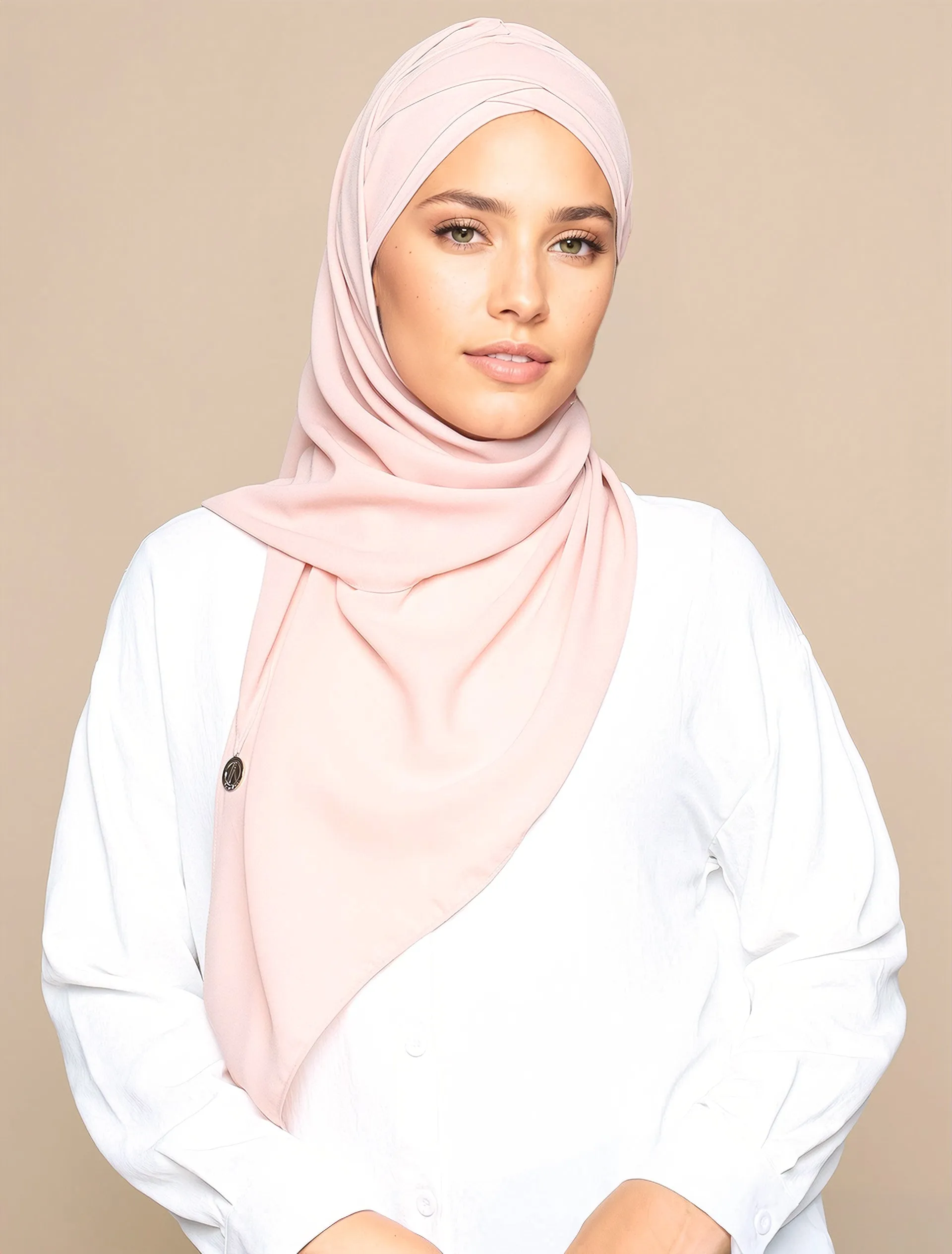 Korean Chiffon Tri Lux Turban - Peach Pink