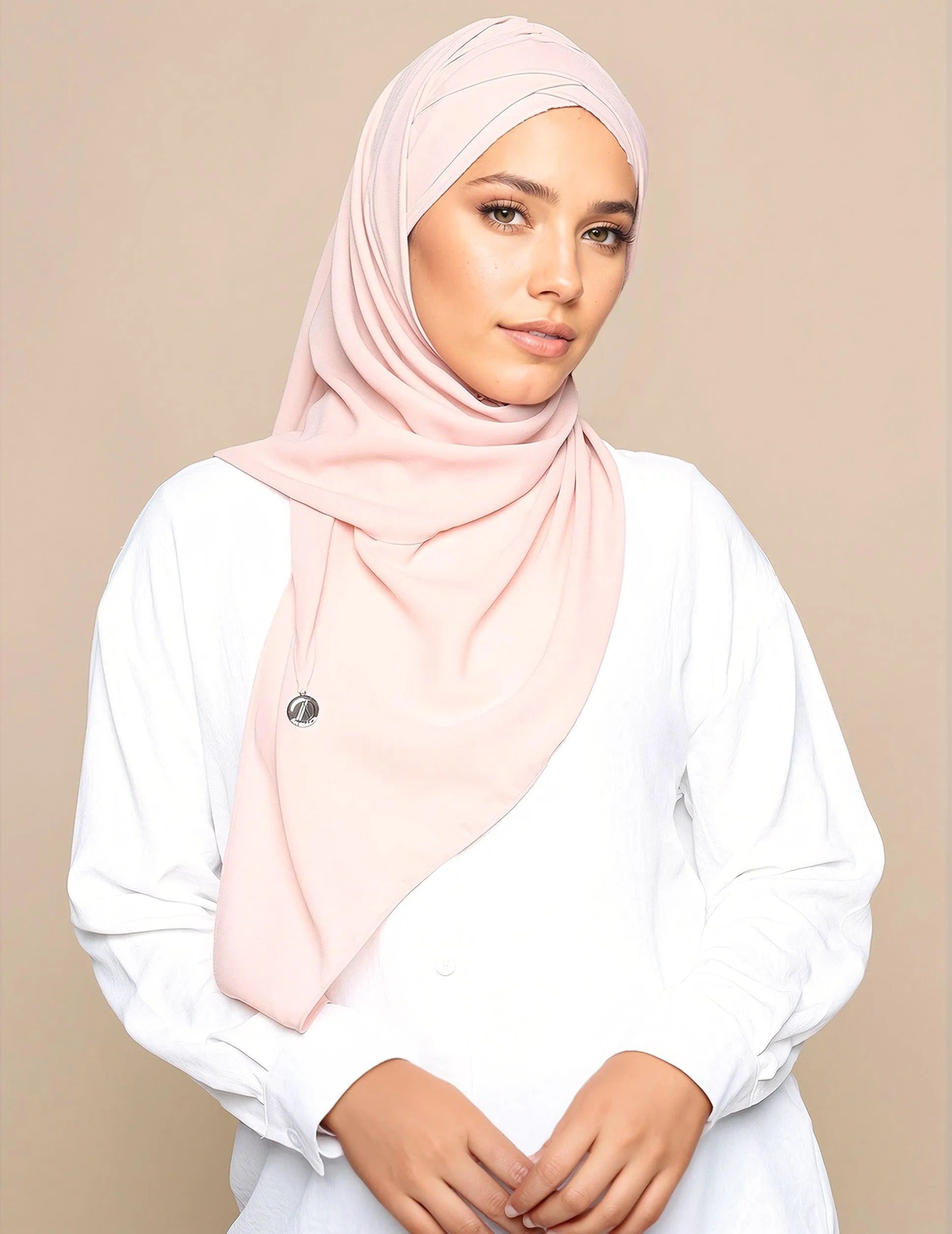 Korean Chiffon Tri Lux Turban - Peach Pink