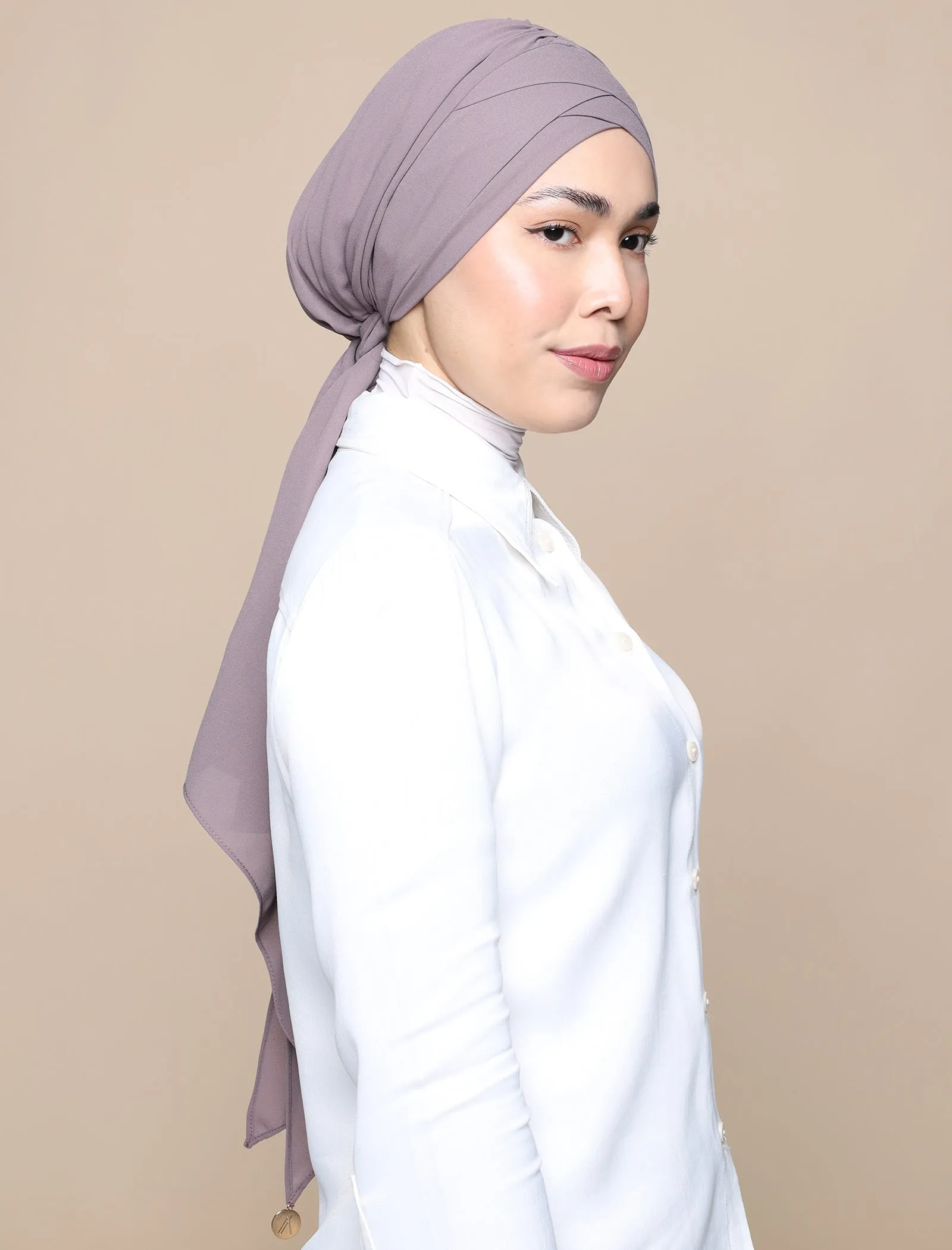 Korean Chiffon Tri Lux Turban - Phantom Grey
