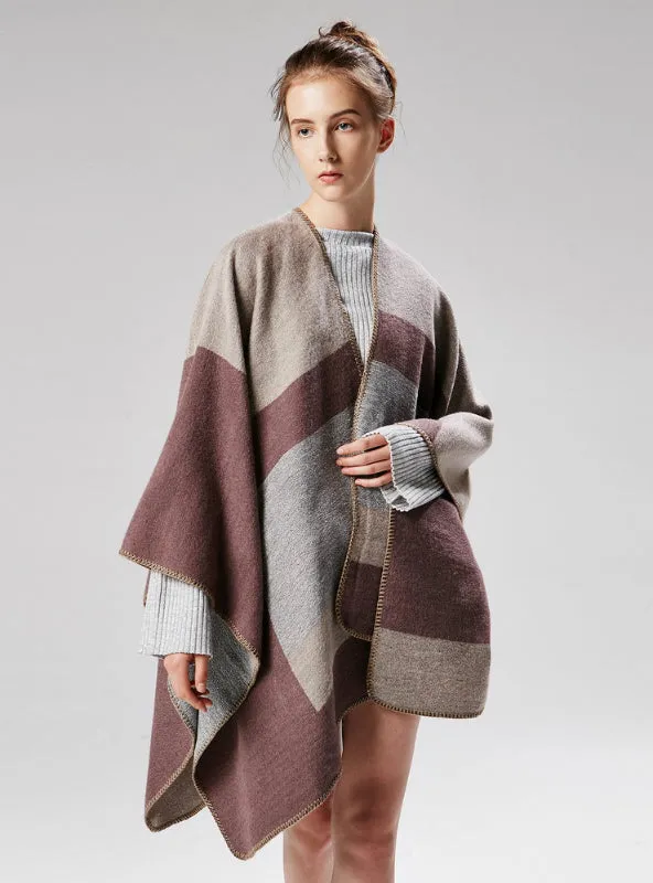 Lady Jacquard Silver Silk Shawl Scarf Cloak