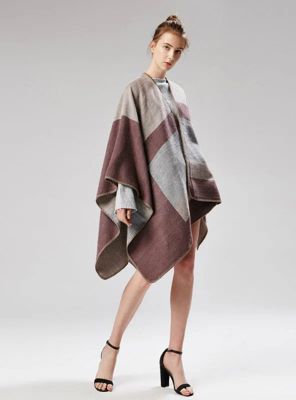 Lady Jacquard Silver Silk Shawl Scarf Cloak
