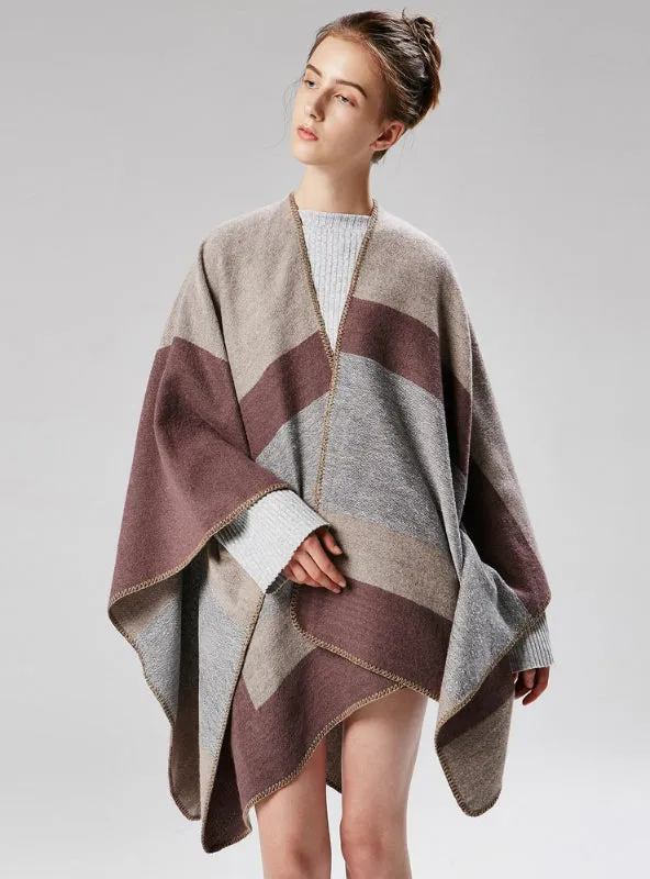 Lady Jacquard Silver Silk Shawl Scarf Cloak