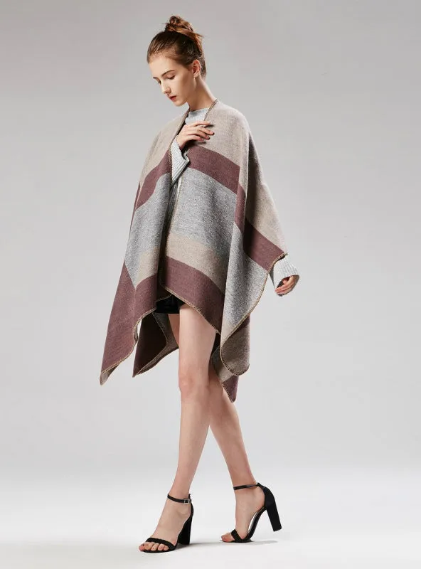 Lady Jacquard Silver Silk Shawl Scarf Cloak