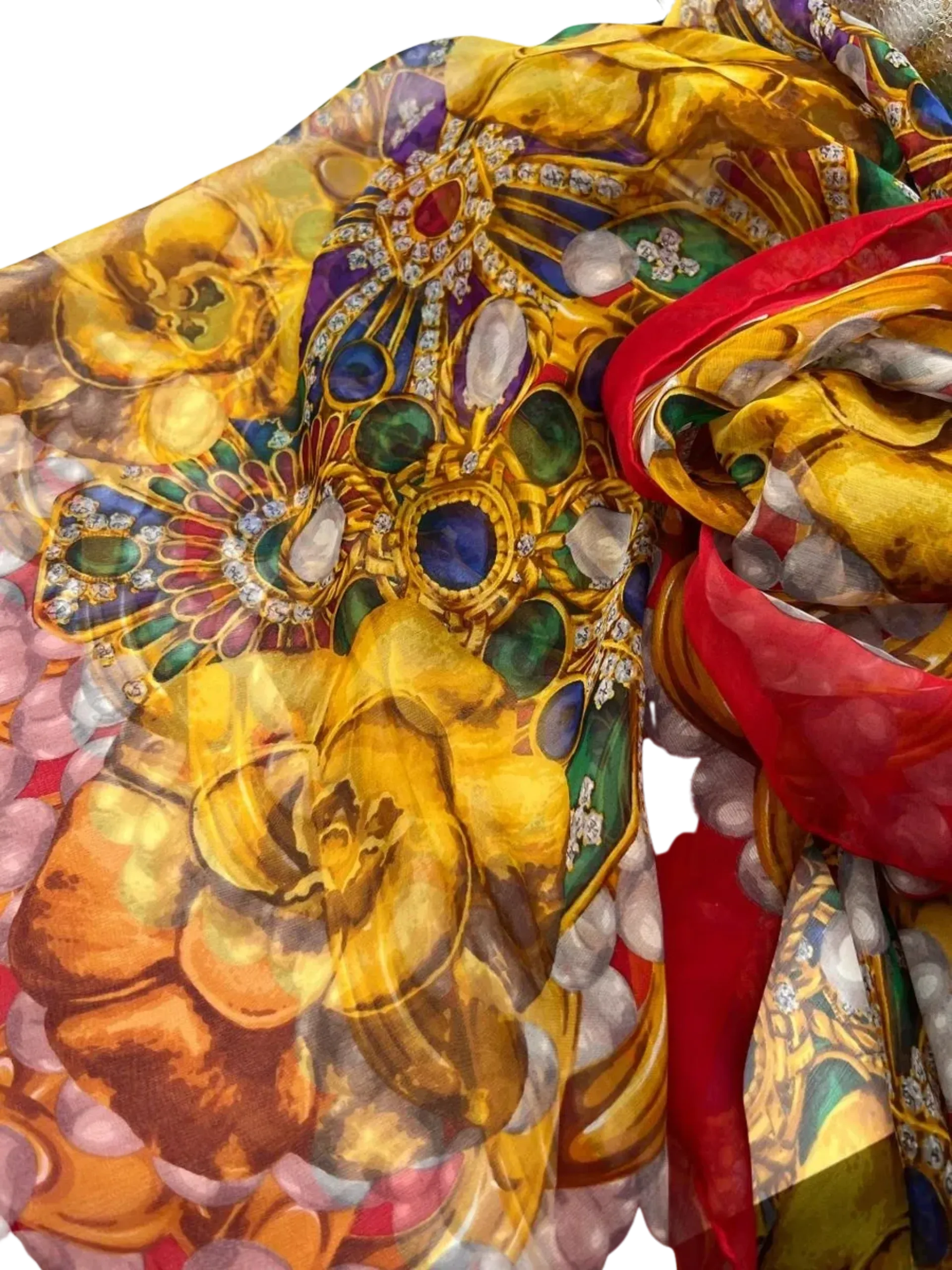 Large Chanel Gripoix Silk/Chiffon Scarf