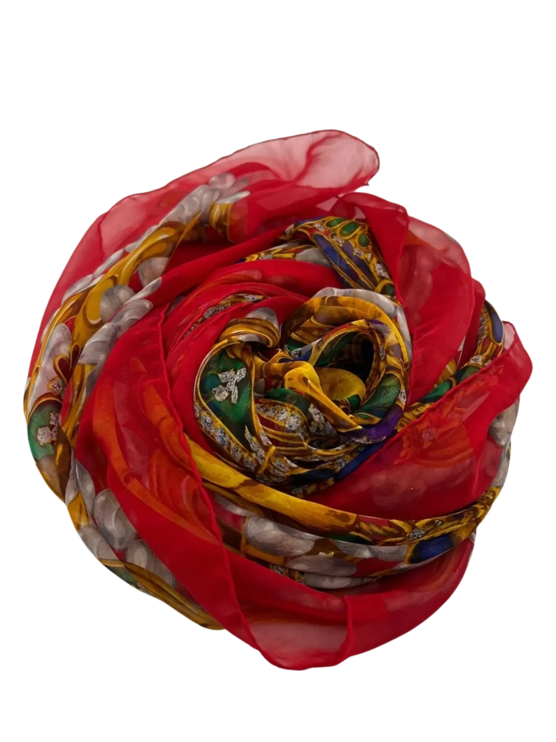 Large Chanel Gripoix Silk/Chiffon Scarf