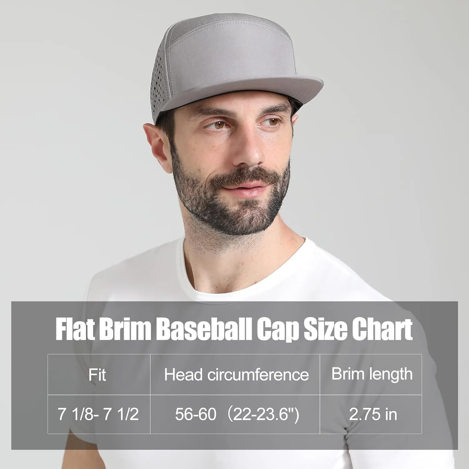 Men's Flat Brim Baseball Cap Adjustable Performance Snapback Trucker Hat Laser Perforated Cap 6 Panel Blank Hats
