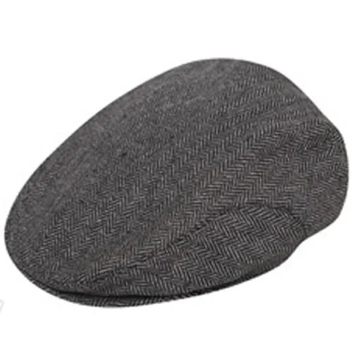 Mens Herringbone Tweed Flat Cap
